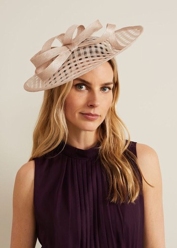 Phase Eight Windowpane Bow Disc Fascinator Hats Cream Canada | NYGZTF-674